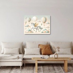 Obraz na szkle - Szczęśliwy jednorożec (70x50 cm)