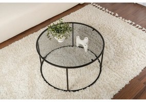 Stolik konferencyjny Aurum Black z ciemnym szkłem, 80 cm