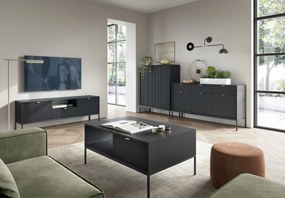Komoda MILONA 3D3S 154 cm czarna mat PIASKI Meble