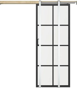 Drzwi przesuwne chowane w ścianie z aluminium i szkła hartowanego - wys. 205 x szer. 93 cm - WILDEN II