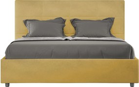 Łóżko wyposażone w stelaż z listwami tapicerowane 140x200 microfibra okra Mika