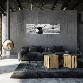 Obraz - Krowa, czarno - biała (170x50 cm)