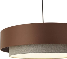Nowoczesna lampa wisząca ciemny brąz z taupe 50 cm 3-źródła światła - Drum Duo