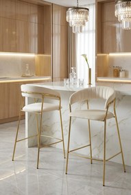 Hoker beżowy z oparciem w stylu glamour B1-F33