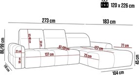 Narożnik MATEO S Wolnostojący Lewostronny Tkanina Memphis 16 kolor Złamana biel WERSAL