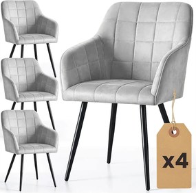 Zestaw 4 szarych pikowanych krzeseł metalowych B5-L83