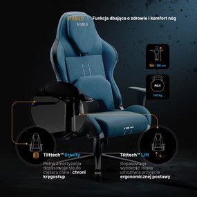Fotel gamingowy materiałowy Diablo X-One Prime Normal Size, Meta Ocean