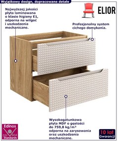 Beżowa wisząca szafka łazienkowa z szufladami 70 cm - Montans 8X