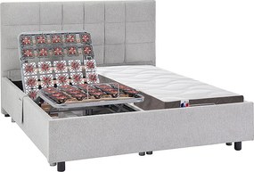 Łóżko elektryczne relaksacyjne dekoracyjne płytkowe + materac 3-strefowy 100% lateks - 2 x 70 x 190 cm - Tkanina - Szary - JOFAR marki Ysmée