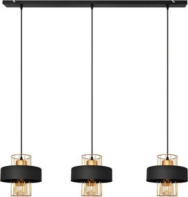 Lampa wisząca na lince VOLTA 3xE27/15W/230V czarna/różowe złoto