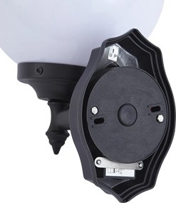 Klasyczna zewnętrzna lampa ścienna czarna z opalowym szkłem IP44 z czujnikiem ruchu - Champs