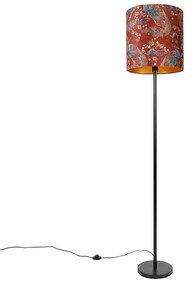 Lampa podłogowa z kloszem - wzór pawia czerwony 40 cm Nowoczesny Oswietlenie wewnetrzne