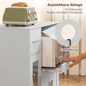 HOMCOM Szafka kuchenna na kółkach, mobilna komoda kuchenna z półkami, szufladami, regulowaną półką, otworem na kabel, szary | Aosom PL