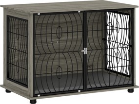 Klatka dla psa PawHut, klatka schronienie z zamknięciem dla dużych psów, Szara