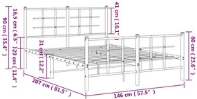 Białe metalowe łóżko małżeńskie 140x200 cm Antos