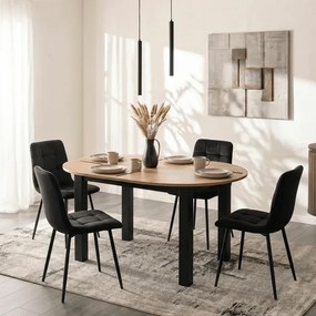 Stół Okrągły Rozkładany HARRY 92-132 cm Dąb Craft/Czarny Loft