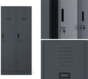 Szafa socjalna czterokomorowa Kacper 80x50x180 cm, antracyt