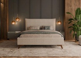 Łóżko tapicerowane Kama 160x200 z pojemnikiem, tkanina Puente 06 / nóżki NDW3 wenge-wysyłka 24H