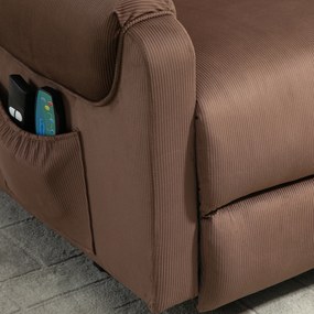 HOMCOM Fotel telewizyjny z masażem i ogrzewaniem funkcja pomoc przy wstawaniu jasnobrązowy 79x97x103 cm | Aosom PL