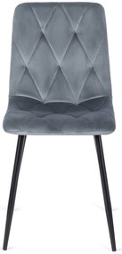 Zestaw Stół Prostokątny Rozkładany CLARK 120-160 cm Czarny/Biały Połysk i 4 Krzesła Tapicerowane do Salonu ROBIN Szare Welurowe