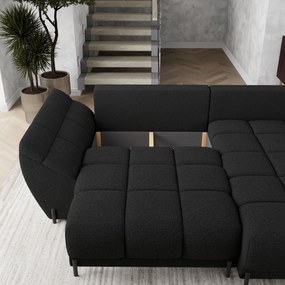 Masseno Narożnik VESTANO  z funkcją spania i pojemnikiem na pościel Narozniki L, Rozkładana sofa - Czarny, QUELLE 100
