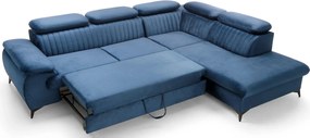 Ciemnoniebieska kanapa narożna rozkładana H0-L40