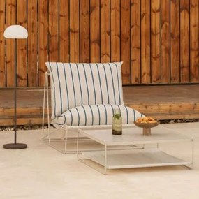 Zestaw Ogrodowy Z Fotelem I Rozkładanym Stolikiem Bocznym Amaro Kremowa Tapioca - Dark Blue - Sklum