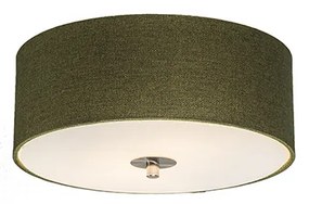 Rustykalna lampa sufitowa zielona 30 cm - Drum Jute