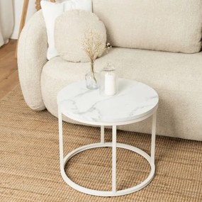 Stolik Kawowy AGNES 53 cm Biały Marmur Nowoczesny