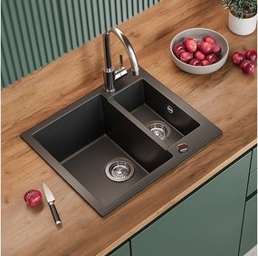 Zlewozmywak czarny 58x50x28 prag