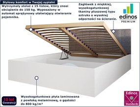 Białe łóżko z szarym zagłówkiem i materacem 90x200 B3-T59