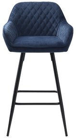 Niebieski aksamitny hoker (wysokość siedziska 67 cm) Milton – Unique Furniture