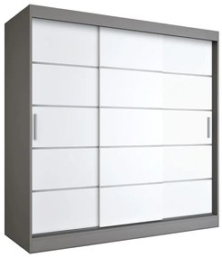 Szafa przesuwna antracyt + biały 200 cm - Bohosa 6X