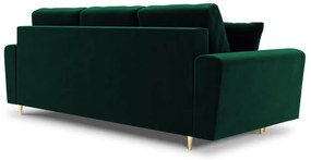 Zielona aksamitna rozkładana sofa ze schowkiem 235 cm Kyoto – Cosmopolitan Design