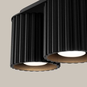 Plafon dwupunktowy AURA 2 czarny GU10 ryflowany SOLLUX  LIGHTING