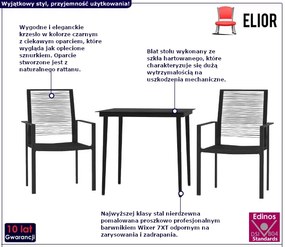Elegancki czarny zestaw mebli ogrodowych - Lenja