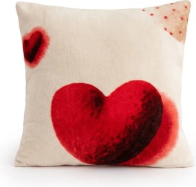 Dwustronna poszewka na poduszkę DUO SENSE HEARTELLE 45x45 cm mikroplusz/flanela, kremowy