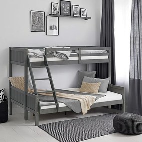 Łóżko piętrowe 90x200x140x200 cm szare