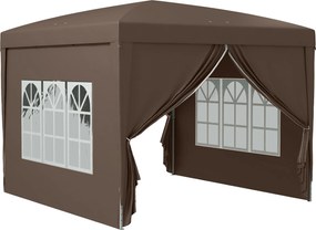 Outsunny Pawilon 3 x 3 m z 4 Ścianami Bocznymi, Oknami, Festynowy Namiot z Ochroną UV, Namiot Ogrodowy z Torbą, Stal, Kawa