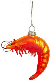 Szklana ozdoba świąteczna wykonana ręcznie 8 cm King Prawn – Sass &amp; Belle