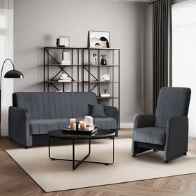 Zestaw Dwuosobowa Sofa PORTO i Fotel Wypoczynkowy PORTO Szary do Salonu Nowoczesny