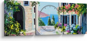 Obraz - Grecka aleja, obraz olejny (z zegarem) (90x30 cm)