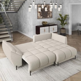 Masseno Narożnik VESTANO  z funkcją spania i pojemnikiem na pościel Narozniki L, Rozkładana sofa - Kremowy, QUELLE 02