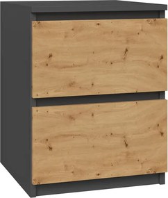 Szafka nocna z szufladami antracyt + dąb artisan C9-P40