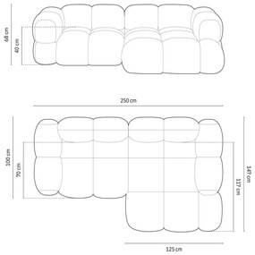 Ciemnobrązowy aksamitny narożnik (prawostronny/z szezlongiem) Loretto – Cosmopolitan Design