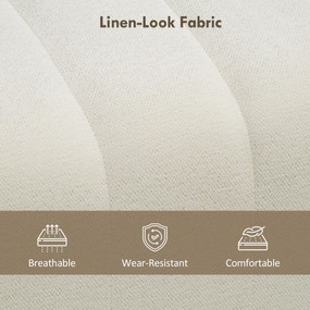 Nowoczesna ławka tapicerowana HOMCOM 110×40×44 cm — kremowa, obicie lnopodobne, udźwig 220 kg