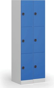 Szafka skrytkowa S1, 3 schowki, 1850 x 300 x 500 mm, demontaż, zamek kodowy, drzwi niebieskie