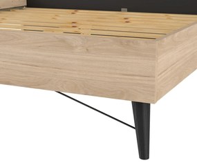 Łóżko dwuosobowe w dekorze dębu ze stelażem 180x200 cm w naturalnym kolorze Ry – Tvilum