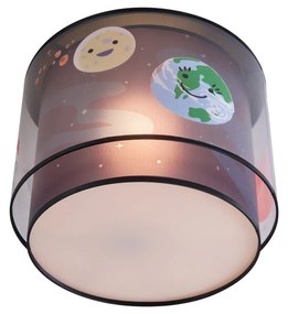 Lampa sufitowa dziecięca czarna ze statkiem kosmicznym i gwiazdami - Harrie in Space Dla dzieci Oswietlenie wewnetrzne
