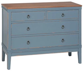 Niebieska niska komoda z litego drewna jodłowego 115x90 cm Shabby – Ixia